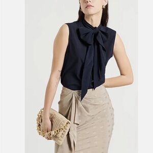 Tory Burch Sleeveless Bow Blouse